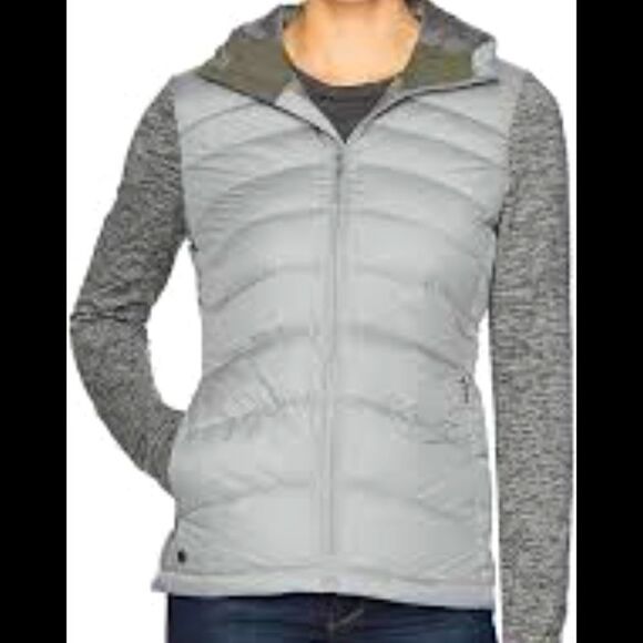 OUTDOOR RESEARCH Light Gray Plaza Down Hoodie Puffer Jacket - Picture 1 of 12